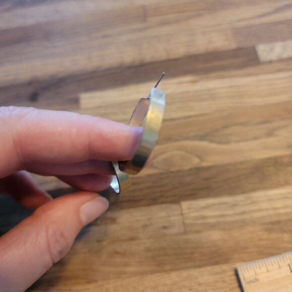 Gold 1" Hoop Earrings with .25" Band Width - Picture 8 of 13